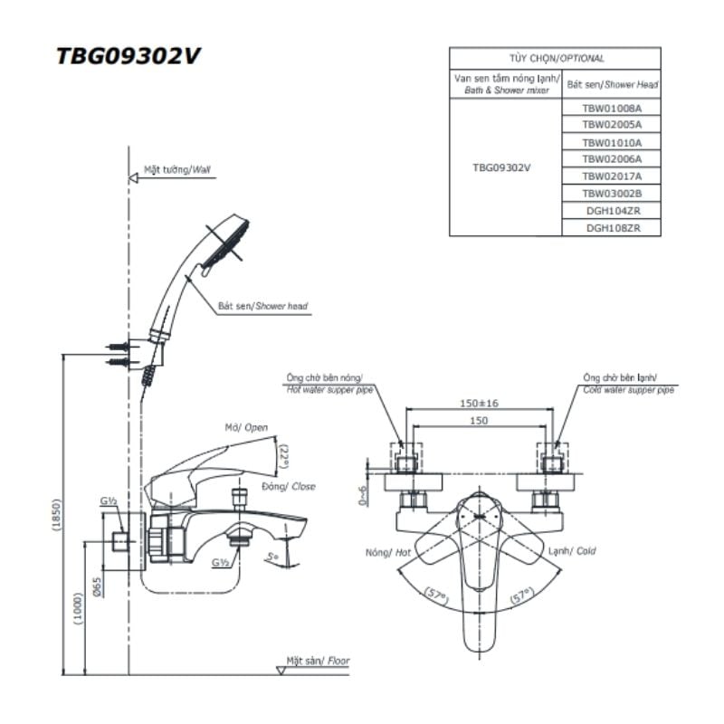 Bộ Sen Tắm Nóng Lạnh ToTo TBG09302V/TBW02017A – ảnh 2