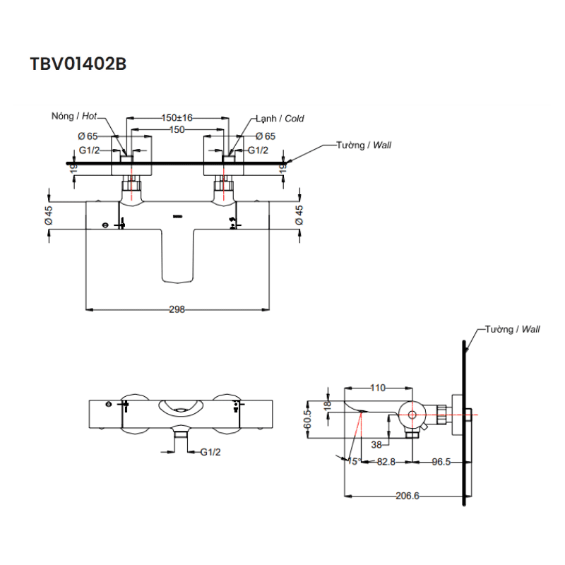 Sen Tắm Nóng Lạnh TOTO TBV01402B – ảnh 2