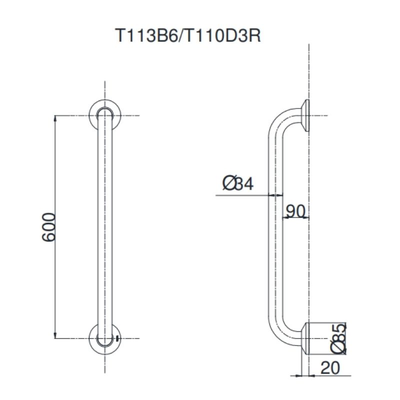 Thanh Tay Vịn ToTo T113B6/T110D3R(x2) – ảnh 2