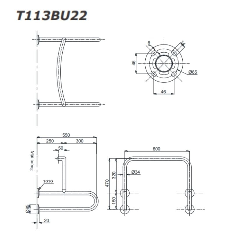 Thanh Tay Vịn ToTo T113BU22/T110D3R(x4) – ảnh 2