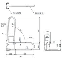 Thanh Tay Vịn ToTo T113HK7R/T110D17S ảnh 2