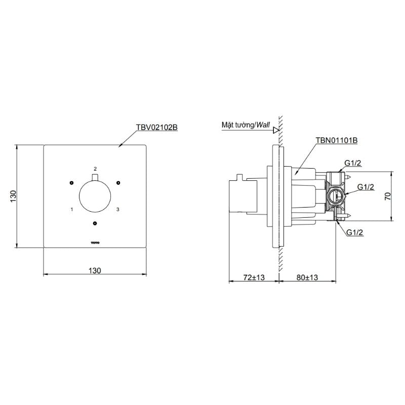 Van Chuyển Hướng TOTO TBV02102B/TBN01101B – ảnh 2