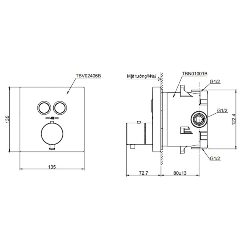 Van Điều Chỉnh Nhiệt Độ TOTO TBV02406B – ảnh 2