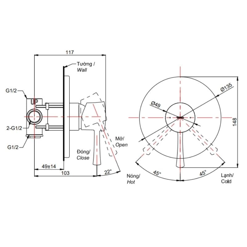 Van Điều Chỉnh Nóng Lạnh TOTO TBS02303B – ảnh 2
