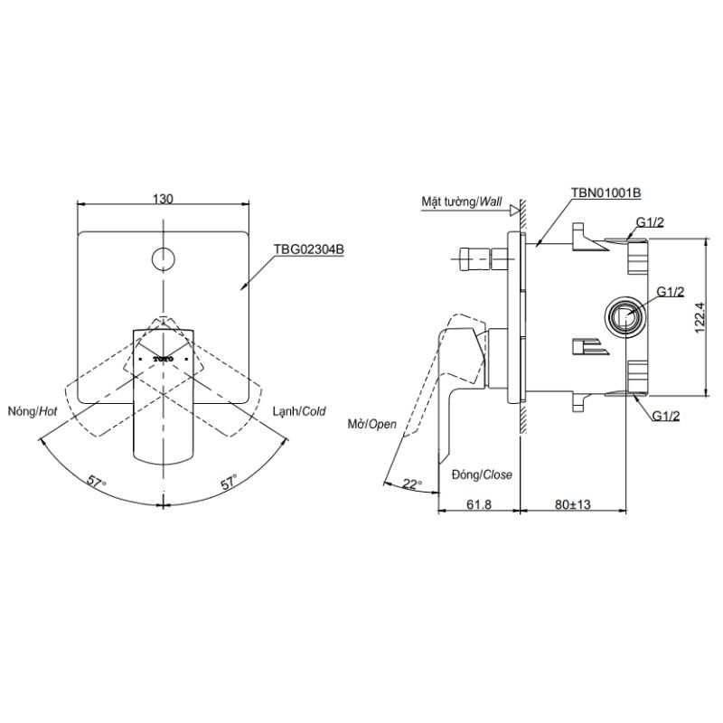 Van Gật Gù Nóng Lạnh TOTO TBG02304B – ảnh 2
