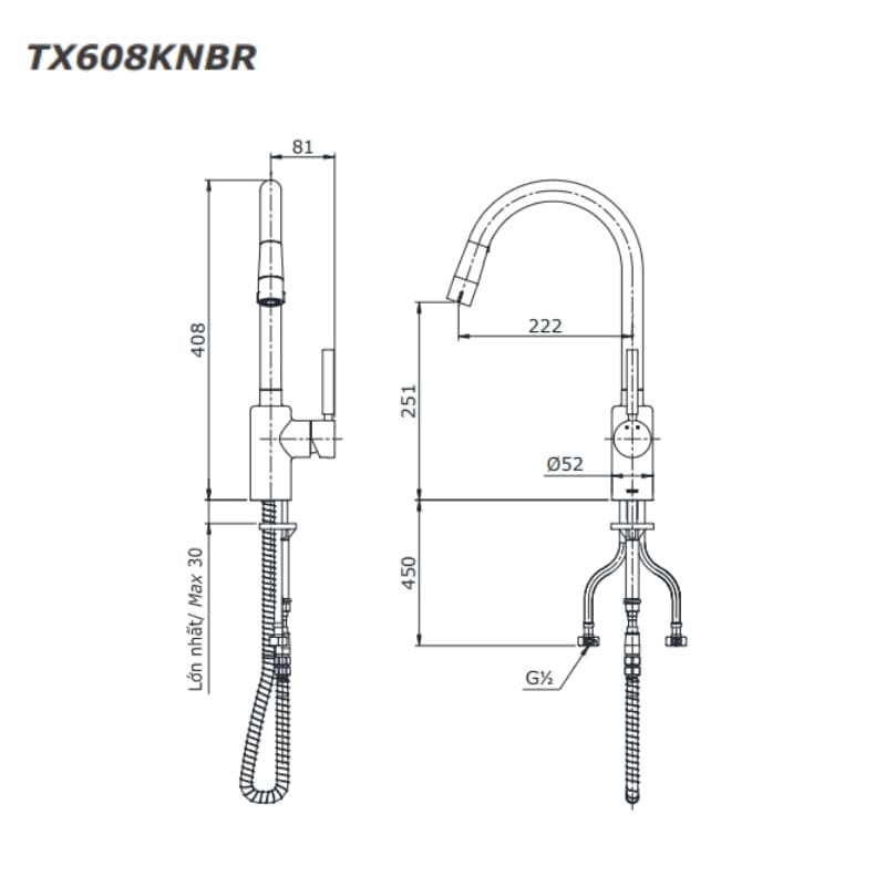 Vòi Bếp ToTo TX608KNBR Nóng Lạnh – ảnh 2