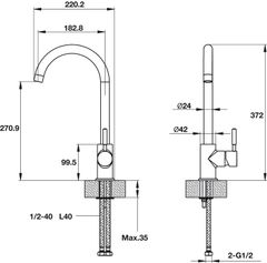 Vòi rửa chén Hafele HT19-GH1F270 570.51.490 - Vòi mạ màu đá tuyệt đẹp ảnh 3