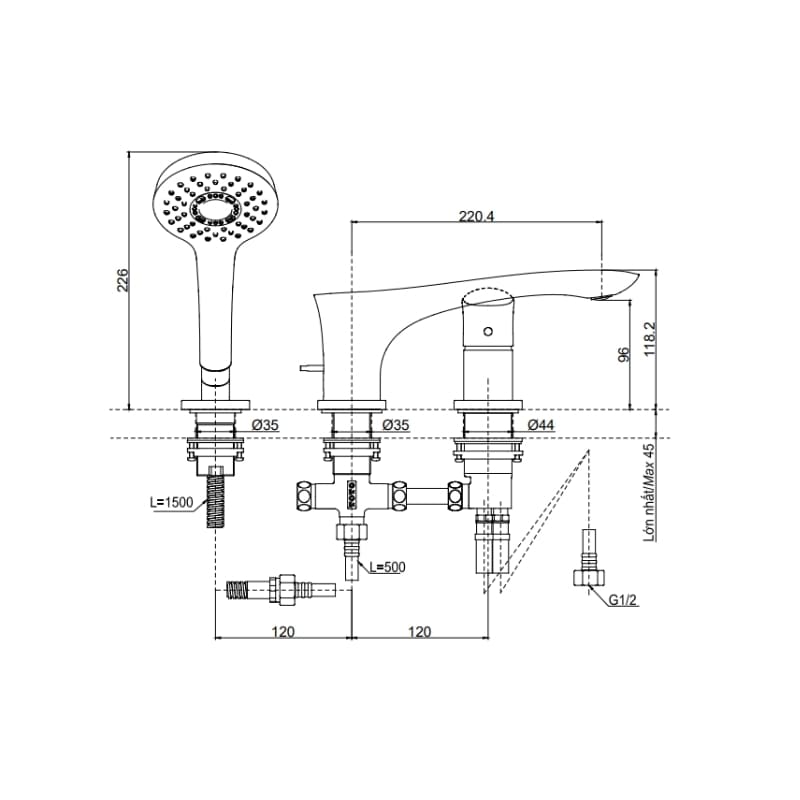 Vòi Xả Bồn Gắn Bệ Đá ToTo TBG01305B – ảnh 2