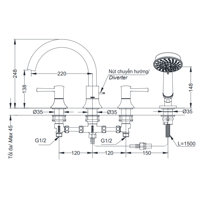 Vòi Xả Bồn Gắn Bệ Đá ToTo TBS02202B – ảnh 2