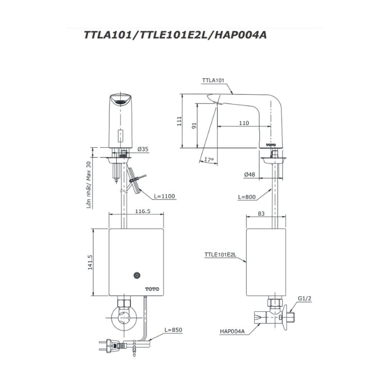 Vòi Tự Động ToTo TTLA101/TTLE101B2L/TVLF405 – ảnh 3