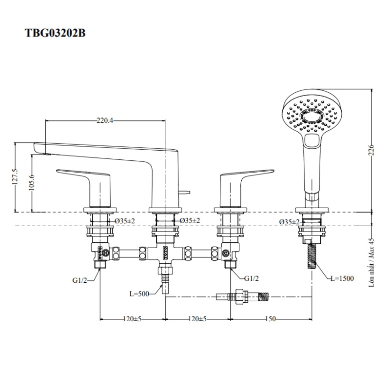 Vòi Xả Bồn Gắn Bệ Đá ToTo TBG03202B – ảnh 2
