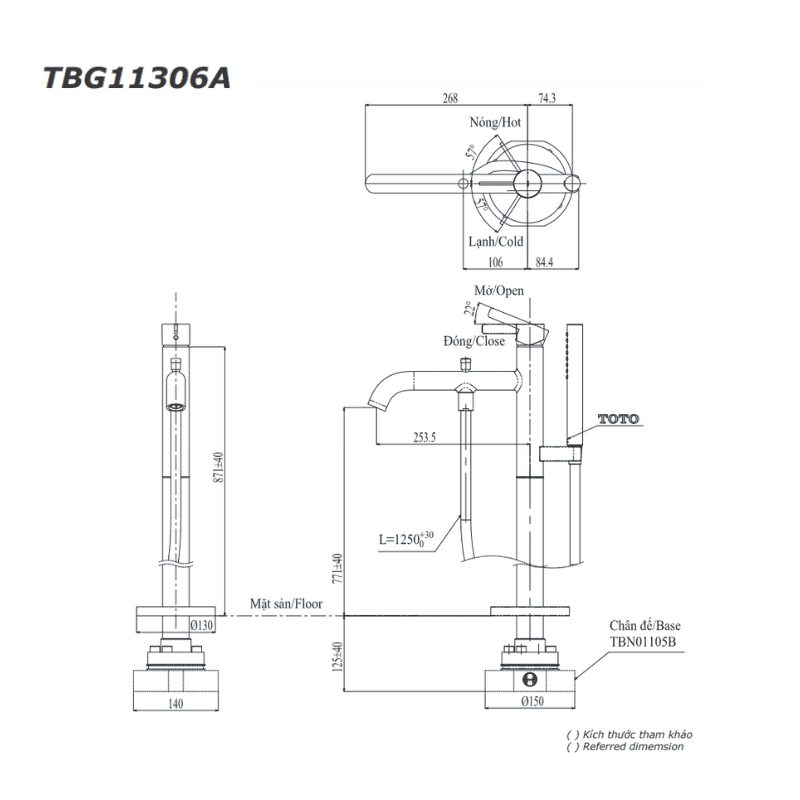 Vòi Xả Bồn Đặt Sàn ToTo TBG11306A/TBN01105B – ảnh 2