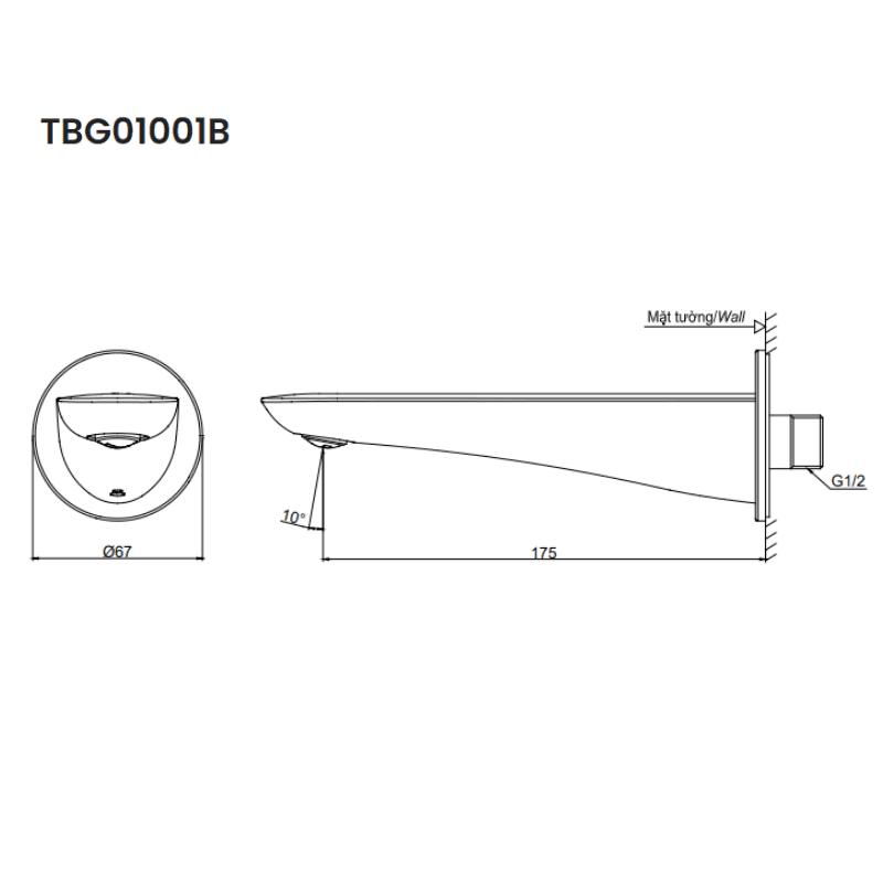 Vòi Xả Bồn Gắn Tường ToTo TBG01001B – ảnh 2