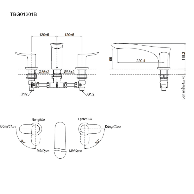 Vòi Xả Bồn Gắn Bệ Đá ToTo TBG01201B – ảnh 2
