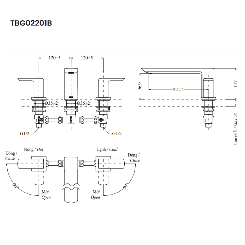 Vòi Xả Bồn Gắn Bệ Đá ToTo TBG02201B – ảnh 2