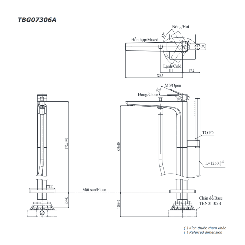 Vòi Xả Bồn Đặt Sàn ToTo TBG07306A/TBN01105B – ảnh 2