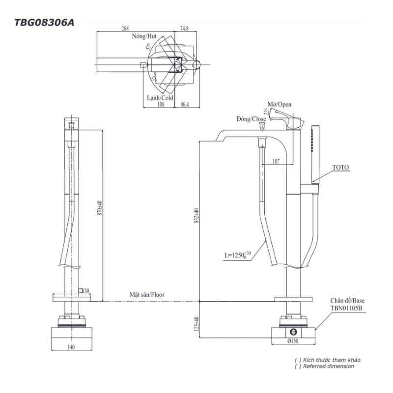 Vòi Xả Bồn Đặt Sàn ToTo TBG08306A/TBN01105B – ảnh 2