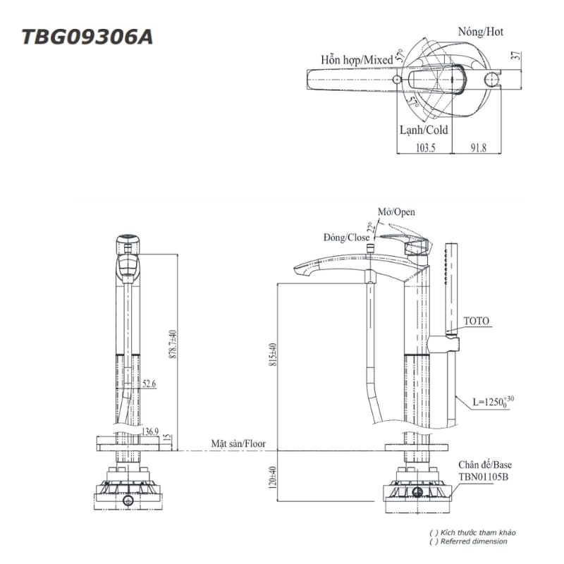 Vòi Xả Bồn Đặt Sàn ToTo TBG09306A/TBN01105B – ảnh 2