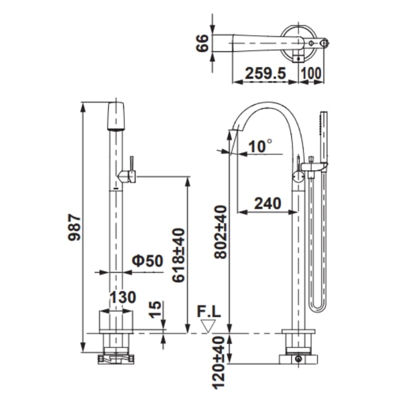 Vòi Xả Bồn Đặt Sàn ToTo TBP01301A#BN/TBN01105B – ảnh 2