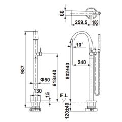 Vòi Xả Bồn Đặt Sàn ToTo TBP01301A#BN/TBN01105B ảnh 2