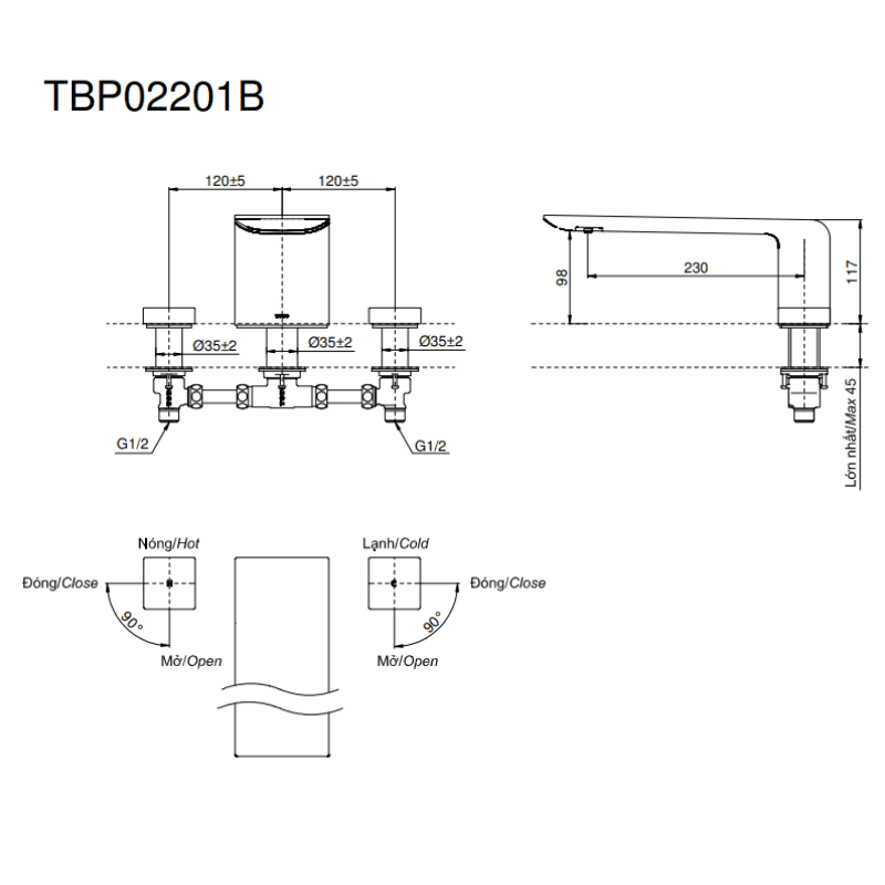 Vòi Xả Bồn Gắn Bệ Đá ToTo TBP02201B – ảnh 2