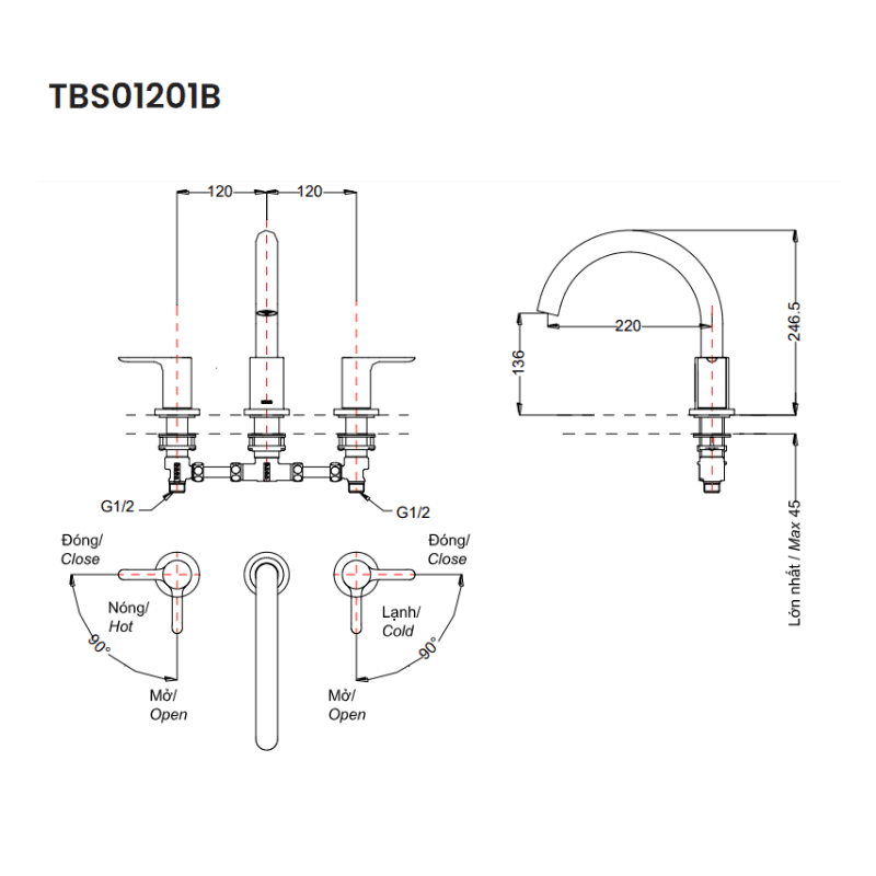 Vòi Xả Bồn Gắn Bệ Đá ToTo TBS01201B – ảnh 2