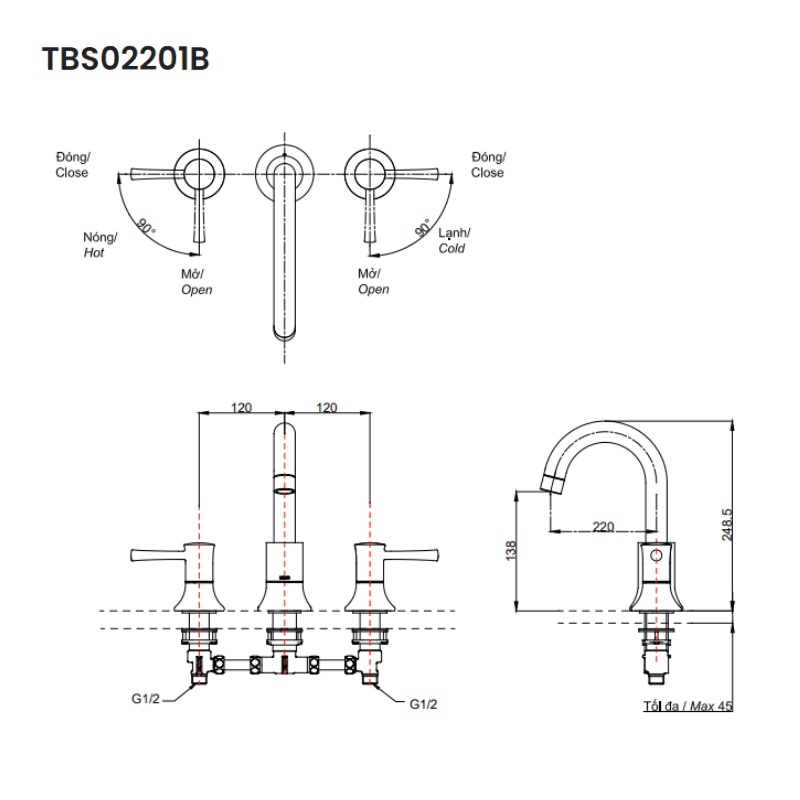 Vòi Xả Bồn Gắn Bệ Đá ToTo TBS02201B – ảnh 2