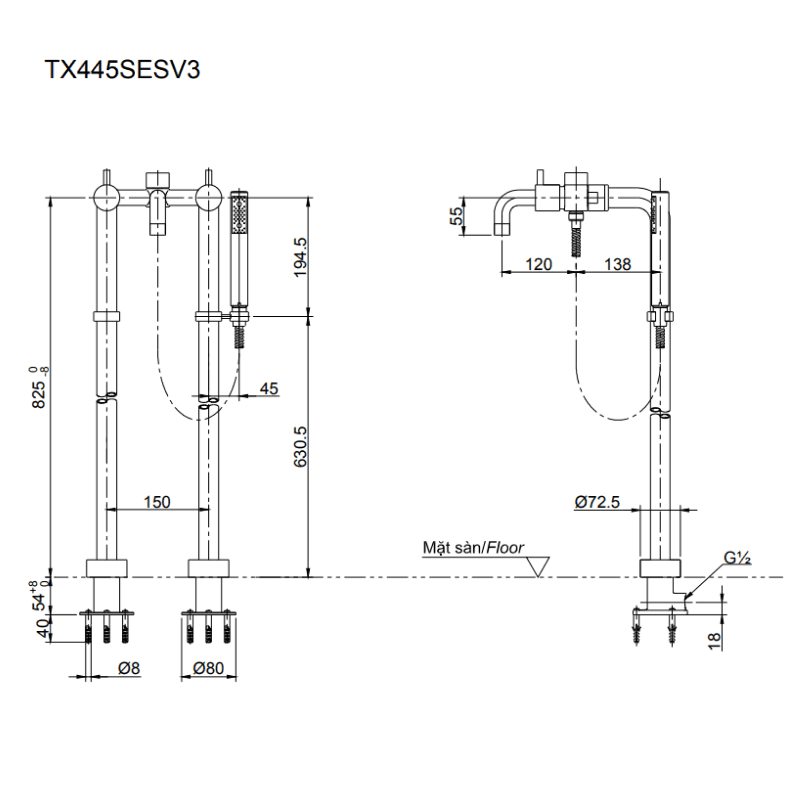 Vòi Xả Bồn Đặt Sàn ToTo TX445SESV3 – ảnh 2