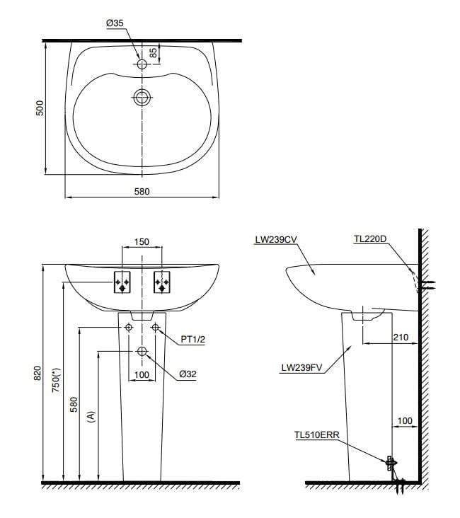 Chậu Rửa Chân Dài ToTo LPT239CR – ảnh 2