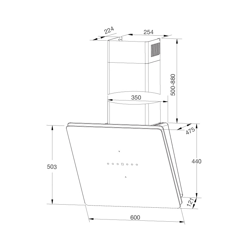 Máy hút mùi áp tường Malloca MC 60GT B - Thiết kế kính đen dạng nghiêng 60cm Máy hút mùi áp tường Malloca MC 60GT B - Thiết kế kính đen dạng nghiêng 60cm