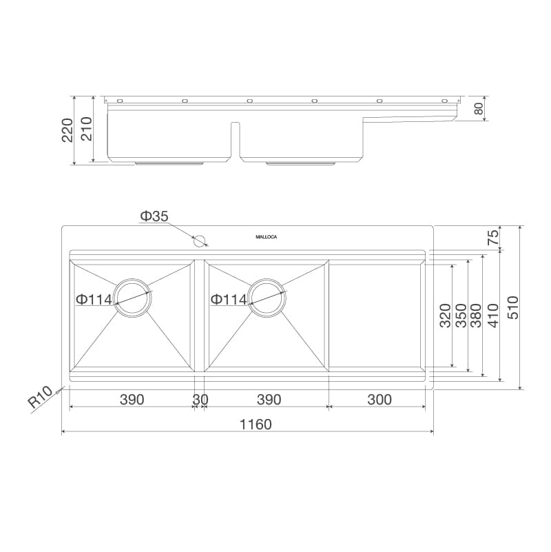 Chậu rửa chén Slide Malloca MS 1162R - Tổng quan chậu rửa chén Malloca MS 1162R Chậu rửa chén Slide Malloca MS 1162R - Tổng quan chậu rửa chén Malloca MS 1162R