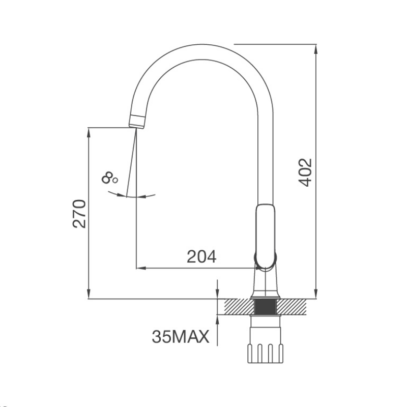 Vòi rửa chén nóng lạnh Malloca K77C / Đồng thau mạ chrome - Vòi rửa chén Malloca K77C – cổ ngỗng cao 402 mm Vòi rửa chén nóng lạnh Malloca K77C / Đồng thau mạ chrome - Vòi rửa chén Malloca K77C – cổ ngỗng cao 402 mm