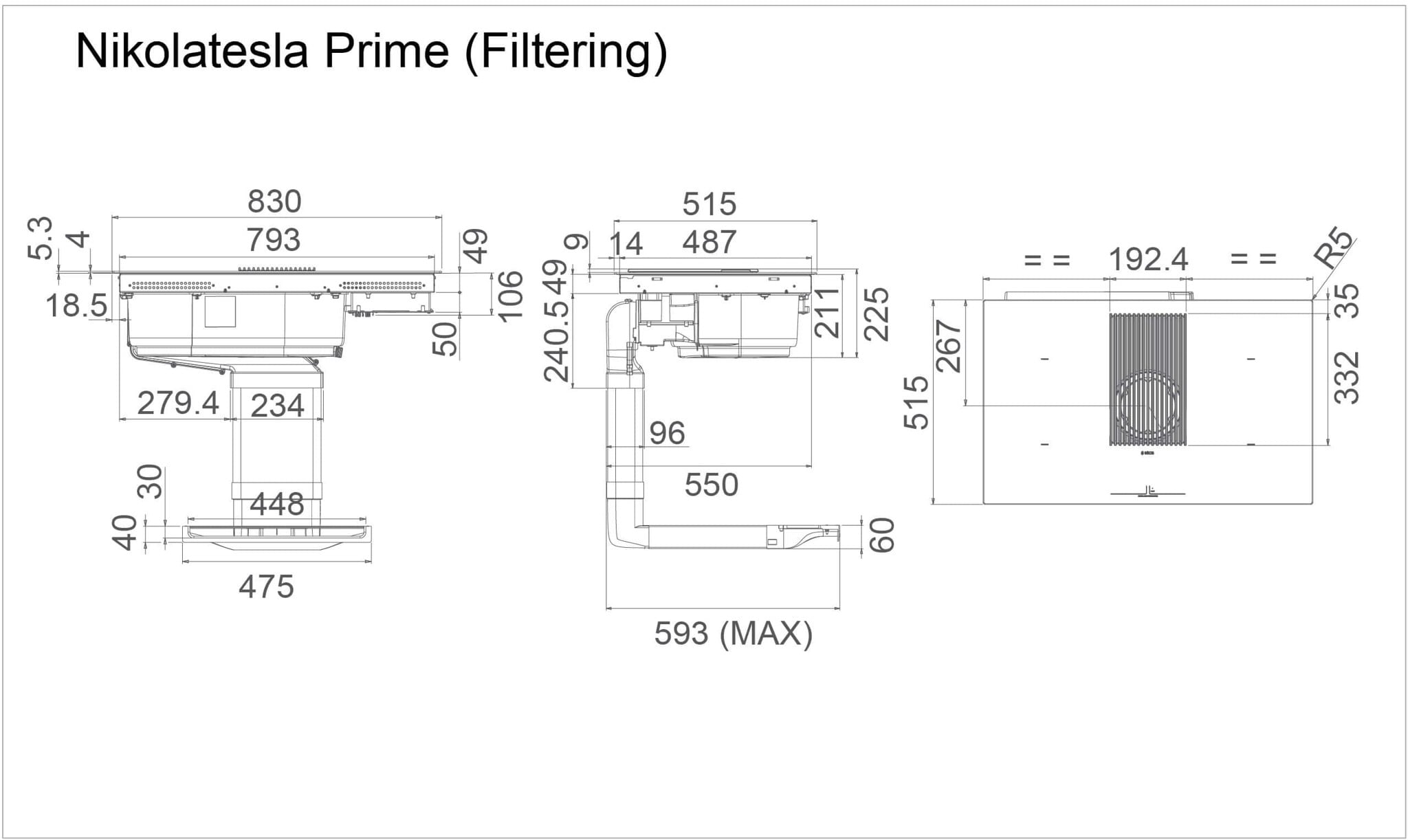 Máy hút mùi kết hợp bếp từ NIKOLA TESLA PRIME BL/F/83 PRF0143159 – ảnh 3