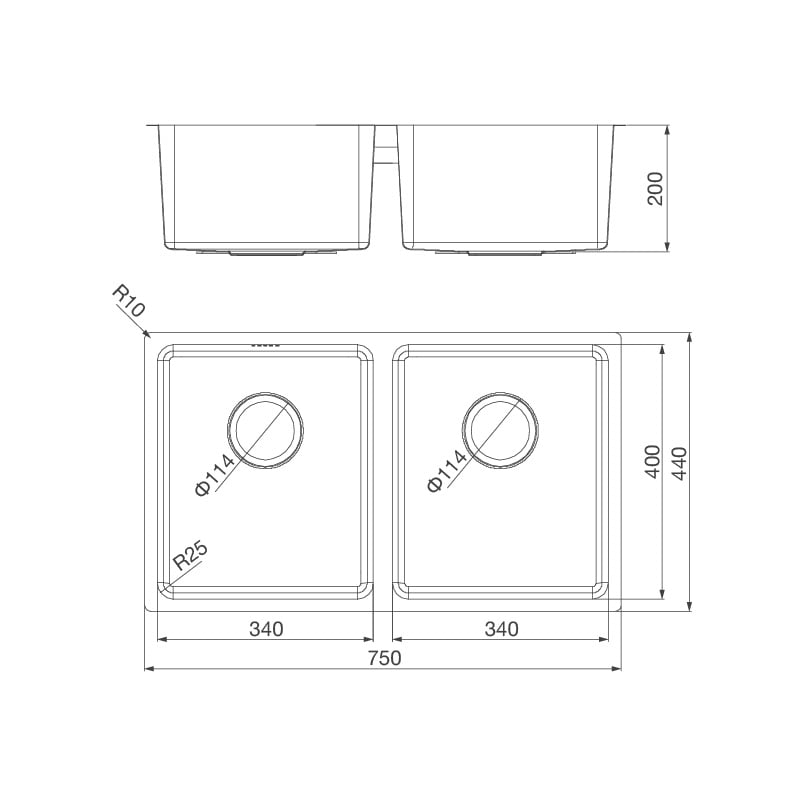 Chậu rửa chén Inox Malloca MS 6075 - Hai hộc rửa kích thước lớn ngang nhau Chậu rửa chén Inox Malloca MS 6075 - Hai hộc rửa kích thước lớn ngang nhau