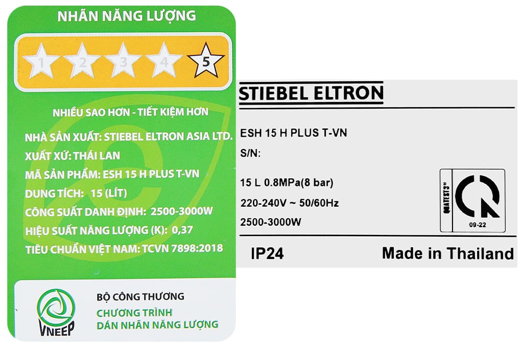 Máy nước nóng gián tiếp Stiebel Eltron ESH 15 H Plus T-VN 15 lít – ảnh 7