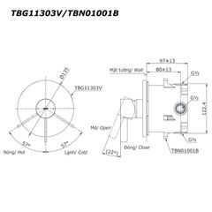 Van Điều Chỉnh Nóng Lạnh TOTO TBG11303V/TBN01001B ảnh 2