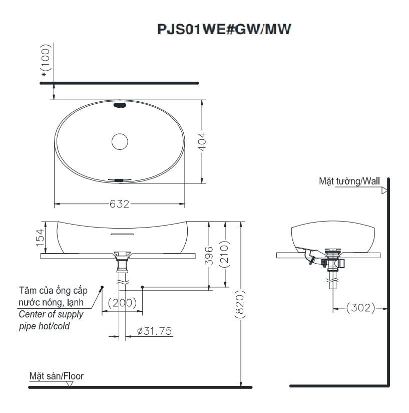 Chậu Rửa Đặt Bàn ToTo PJS01WE#GW – ảnh 2