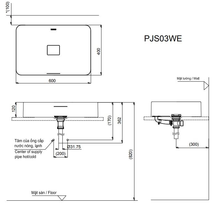 Chậu Rửa Đặt Bàn ToTo PJS03WE#GW – ảnh 2