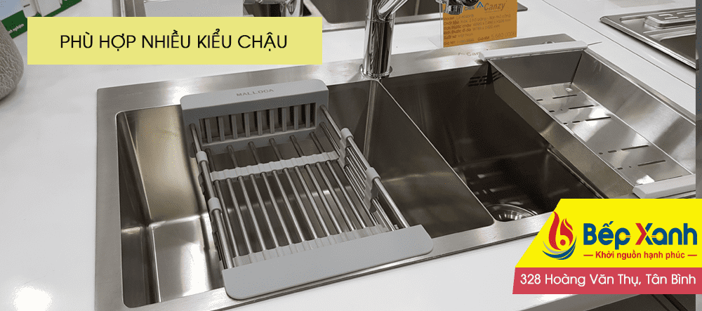 Rổ đựng chén dĩa Malloca CS 50 - CS 50 so với rổ inox Malloca dạng cố định Rổ đựng chén dĩa Malloca CS 50 - CS 50 so với rổ inox Malloca dạng cố định