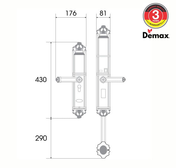 Khóa đại sảnh Demax SL821 Gold - Mạ vàng 24K – ảnh 3