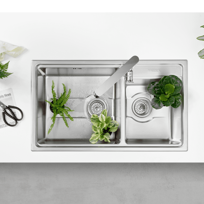 Chậu rửa chén Inox Malloca MS 5082W - Bố trí vòi và phụ kiện Chậu rửa chén Inox Malloca MS 5082W - Bố trí vòi và phụ kiện