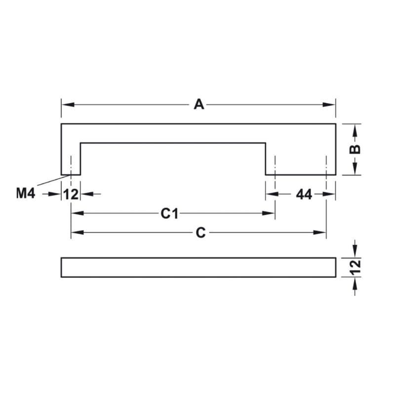 Tay nắm tủ vuông Hafele đen mờ 110.34.357 – ảnh 2