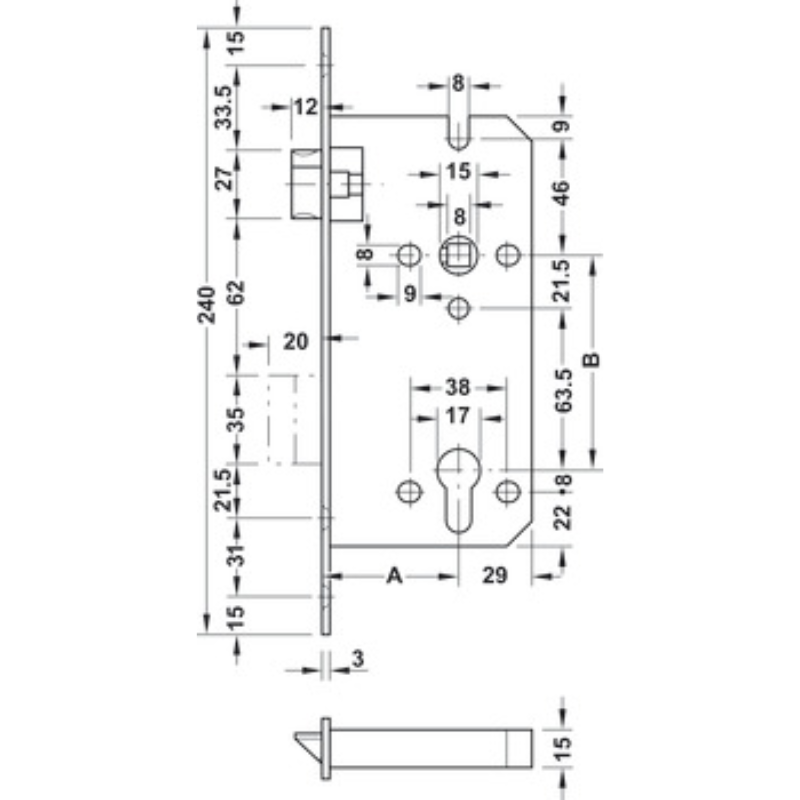 Thân Khoá Lưỡi Gà Chốt Chết Hafele 911.02.165 – ảnh 3