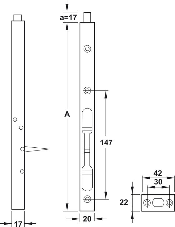 Chốt âm inox 304 Hafele 911.81.345 - 450mm – ảnh 2