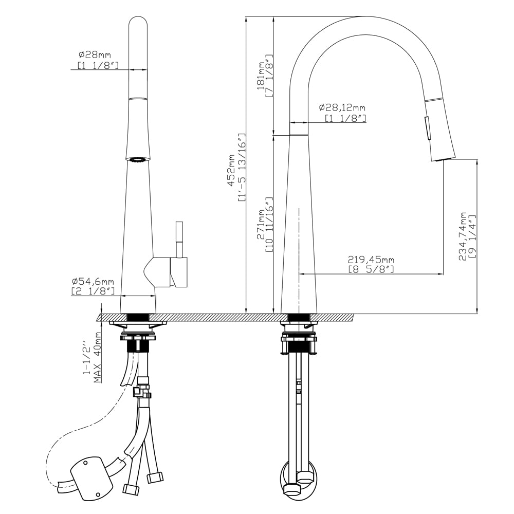 Vòi rửa chén nóng lạnh dây rút Pull-down Ecalite EF-K149B – ảnh 2
