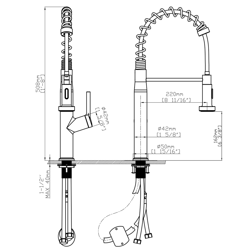 Vòi rửa chén nóng lạnh Pull-out Ecalite EF-K541C – ảnh 3
