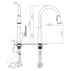 Vòi rửa chén nóng lạnh dây rút Pull-out Ecalite EF-K572B ảnh 3
