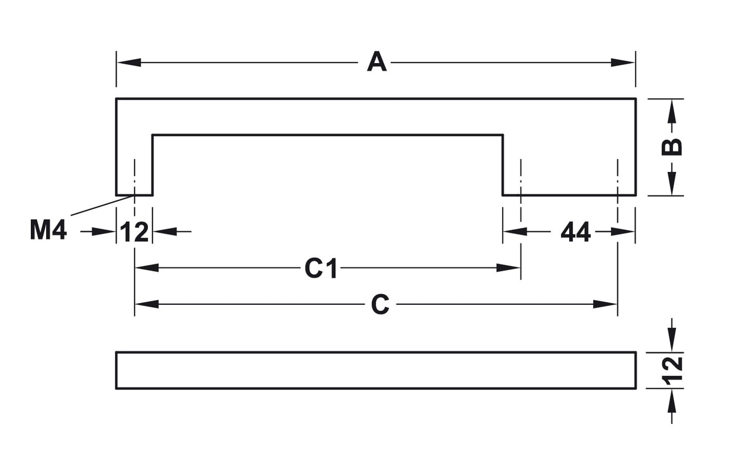 Tay nắm tủ 172mm H1380 Hafele 110.34.356 – ảnh 3