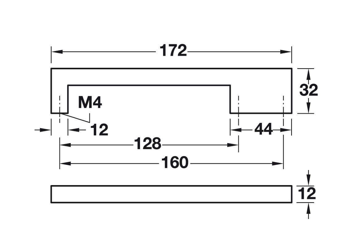 Tay nắm tủ 172mm H1380 Hafele 110.34.356 – ảnh 4
