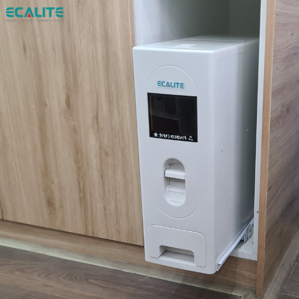 Thùng gạo âm tủ cánh mở, ray trượt giảm chấn Pull-out Ecalite NRC15P – ảnh 3